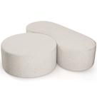 Kit Puff Redondo Lola e Puff Recamier Orgânico Orbit W01 Linho Cru - Lyam Decor