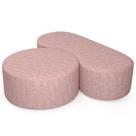 Kit Puff Redondo Lola E Puff Recamier Orgânico Orbit W01 Linho Rosa - Lyam Decor