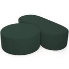 Kit Puff Redondo Lola e Puff Recamier Orgânico Orbit W01 Linho Verde Musgo - Lyam Decor
