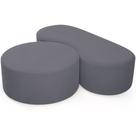 Kit Puff Redondo Lola e Puff Recamier Orgânico Orbit W01 Suede Cinza - Lyam Decor