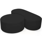 Kit Puff Redondo Lola e Puff Recamier Orgânico Orbit W01 Suede Preto - Lyam Decor