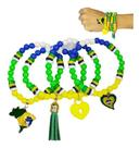 Kit Pulseira Do Brasil Copa Do Mundo Torcedor Miçanga 4 Unid