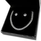 Kit Pulseira Grumet Escama Peixe e Brinco Zircônia Prata 925