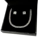Kit Pulseira Grumet Escamada Brinco Pedra Zircônia Prata 925 Kit Pulseira Grumet Escamada Brinco Pedra Zircônia Prata 925