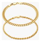 Kit Pulseira Masculina Grumet Cordão Baiano Banhado A Ouro 18k conjunto duas pulseiras