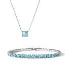 Kit Pulseira Masculina Riviera Azul + Colar com Zircônia Comprimento:19 cm
