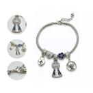 Kit Pulseira Prateada + 5 Berloques Nossa Sra. Aparecida Flor C5
