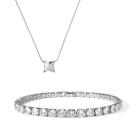 Kit Pulseira Riviera Branca Colar com Zircônia