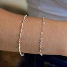 Kit pulseiras Banhadas Prata 925 Bolinha e Elo Coração