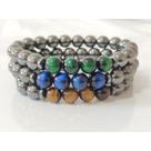 KIT PULSEIRAS HEMATITA COM OLHO DE TIGRE / OLHO DE TIGRE AZUL / OLHO DE TIGRE VERDE - Proteção / Sorte / Saúde
