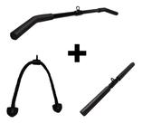 Kit Puxadores Pulley 1m e Reto De 50cm e Corda Tríceps