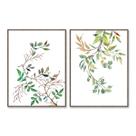 Kit Quadro Aquarela Botânica com Vidro e Moldura 62x47cm