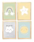 Kit quadro arco íris estrela nuvem e sol decorativo quarto criança bebê enxoval