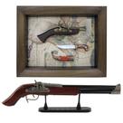 Kit Quadro Com Armas E Mosquete De Mesa Decorativo + Suporte
