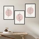 Kit Quadro Decorativo Boho Rose Moldura Preta
