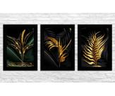 Kit Quadro Decorativo Folhas Douradas Kit Quadro Decorativo Folhas Douradas