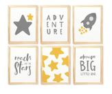 Kit quadro decorativo infantil Adventure foguete quarto criança bebê