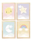 Kit quadro decorativo infantil arco íris sol estrela lua quarto criança bebê enxoval