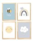 Kit quadro decorativo infantil arco íris sol nuvem quarto criança bebê enxoval