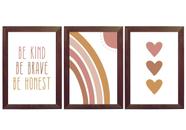 Kit Quadro Decorativo Infantil Boho Arco-íris Coração Frases