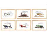 Kit quadro decorativo infantil carros & transporte quarto criança bebê enxova menino