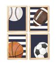 Kit quadro decorativo infantil esporte bola futebol baseball basquete quarto criança bebê enxoval