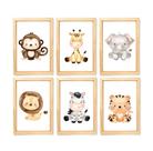 Kit Quadro Decorativo Infantil Quarto bebê safari aquarelado