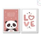 Kit Quadro Decorativo Infantil quarto menina Panda Love