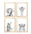 Kit quadro decorativo infantil safari balão verde quarto criança bebê enxoval
