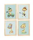 Kit quadro decorativo infantil safari quarto criança bebê enxoval
