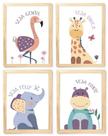 Kit quadro decorativo infantil safari quarto criança bebê menina