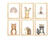 Kit quadro decorativo infantil safari quarto criança enxoval delicado bebê menina