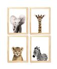 Kit quadro decorativo infantil safari real quarto criança bebê enxoval