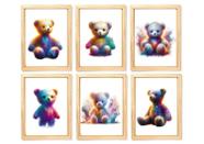 Kit quadro decorativo infantil ursa brilhante quarto criança bebê enxoval menina