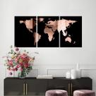Kit Quadro Decorativo Mapa Mundi Bronze