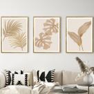 Kit Quadro Decorativo Ouro Folhagens Moldura Mel