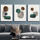 Kit Quadro Decorativo Pedras Abstratas Moldura Branca