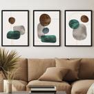 Kit Quadro Decorativo Pedras Abstratas Moldura Preta