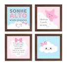 Kit Quadro Decorativo quarto menina nuvem estrela sonhe alto