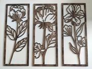 Kit Quadro Decorativo Vazado Flores Cartoon em MDF Betume da Judéia