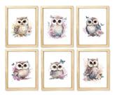 Kit quadro infantil coruja flores decoração quarto menina enxoval bebê criança