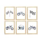 Kit quadro infantil motocicleta decorativo quarto criança bebê menino