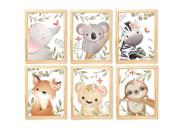 Kit quadro infantil safari decorativo quarto criança enxoval bebê menina