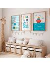 Kit Quadro Infantil Tema Marinho Farol Frase Barco Decoração Amor Aventura