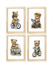 Kit quadro infantil ursos motoristas decorativo quarto criança bebê enxoval