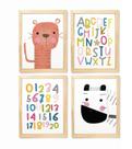 Kit quadro safari alfabeto e número decorativo infantil quarto criança bebê enxoval infantil