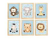 Kit quadro safari decorativo quarto menino criança bebê