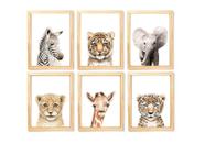 Kit quadro safari real infantil decorativo quarto criança enxoval bebê