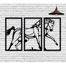 kit quadros cavalo - Medida 80 X 120 Cm mdf preto