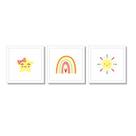 Kit quadros céu arco íris sol estrelinha divertido amarelo